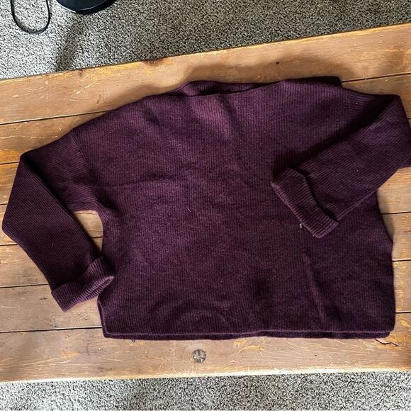Vince Burgundy Asymmetrical Cashmere Sweater - Picture 7 of 10